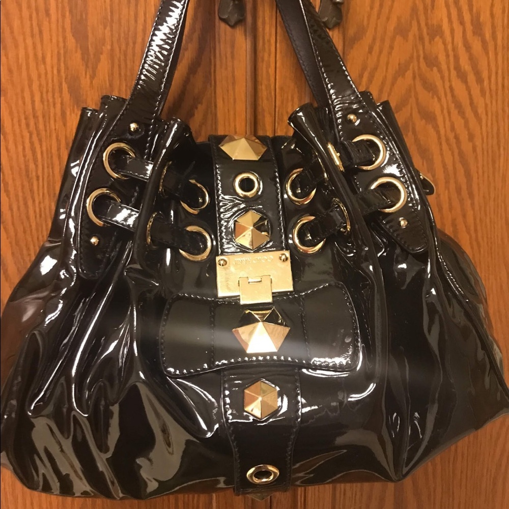Jimmy Choo Gorgeous Ramona Large Black Patent Bag